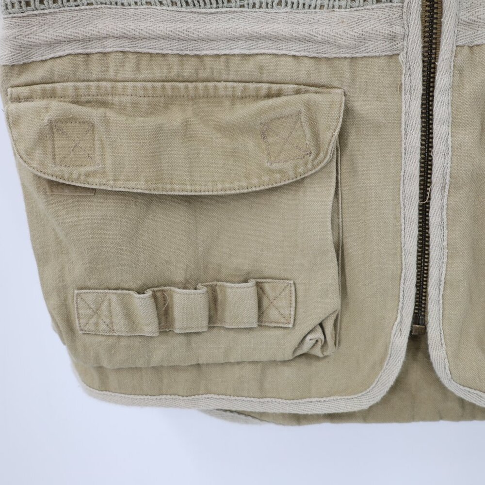 Bugle Boy Vest Mens medium Tactical Vest Cargo Hunting safari photo Khaki Cotton - Picture 4 of 12